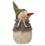 Load image into Gallery viewer, Wool Felt Snowman Embroidered with Olive Hat
