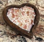 Load image into Gallery viewer, Heart Shaped Fire Bowl Pink Glass Soy Candle in Dough Bowl
