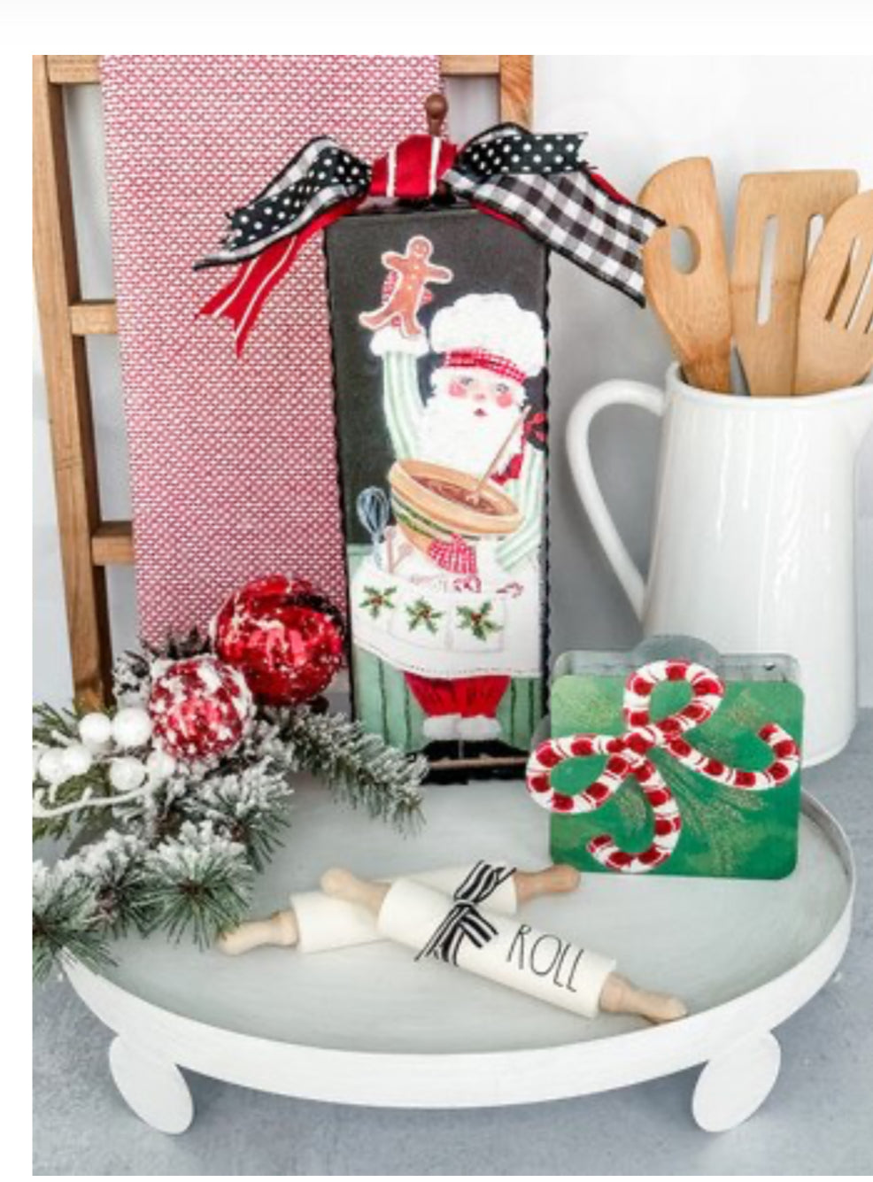 Santa Baker Canvas Picture with Galvanized Frame