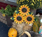 Load image into Gallery viewer, Metal Trio Sunflowers Yellow Metal Stake
