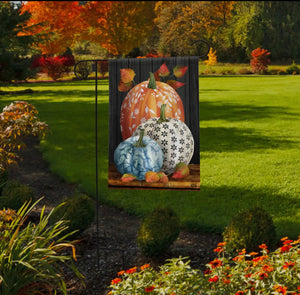 Fall Pumpkin Flag Outdoor Orange, Blue, White