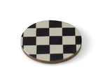Load image into Gallery viewer, Checkered Coasters Enamel and Wood Black and White Set of 4
