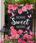 Load image into Gallery viewer, Bright Pink Flowers Flag Home Sweet Home Outdoor Flag
