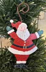 Load image into Gallery viewer, Santa Claus Metal Christmas Ornament 9.25” with Hook
