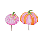 Load image into Gallery viewer, Pink and Orange Metal Pumpkins Set of 2
