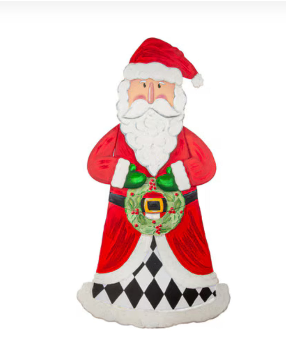 Large Santa Claus with Black & White Harlequin Pattern with attached easel