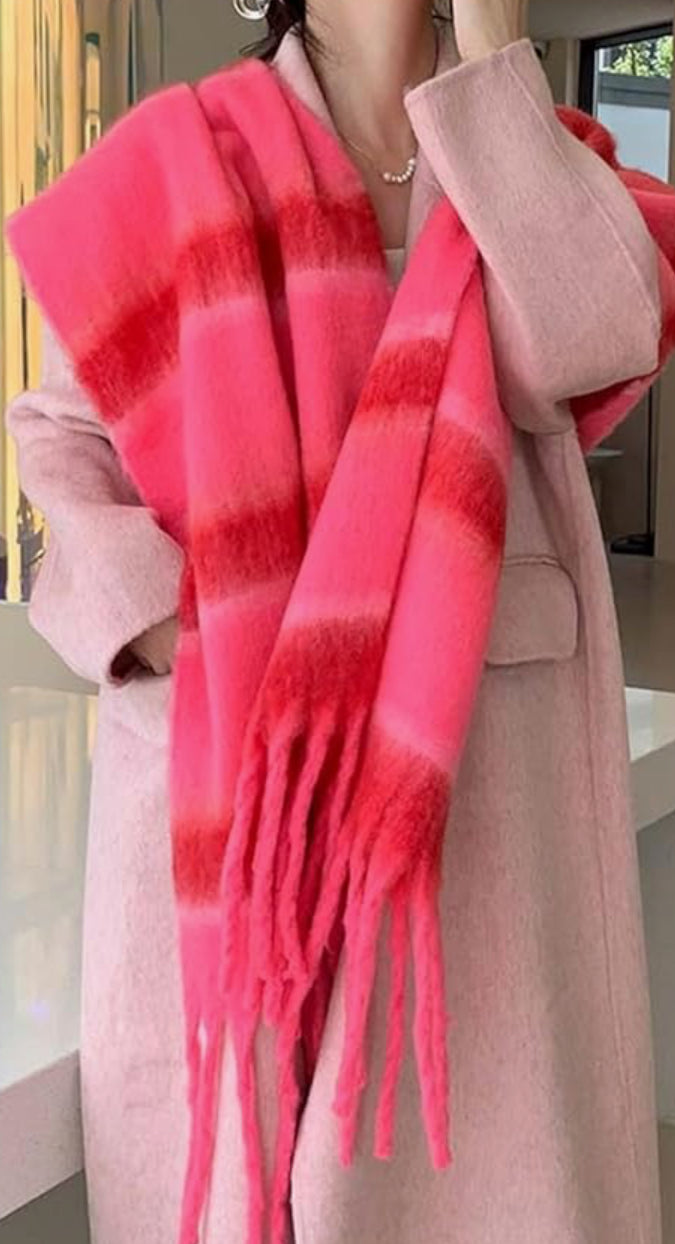 Pink & Red Stripe Scarf or Shawl