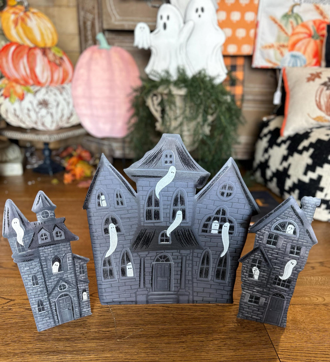 Set of 2 Halloween Haunted House Metal Stake