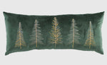 Load image into Gallery viewer, Emerald Green Velvet Pillow with Trees in Silver Gold
