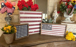 Load image into Gallery viewer, Americana Red &amp; White Stripes Pic with wood frame 16.5x16”
