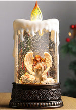 Load image into Gallery viewer, Musical 🎵Flickering Candle Snow Globe with Angel and Lamb
