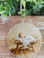 Load image into Gallery viewer, Baby Jesus in Manger Wood Ornament Christmas Decor

