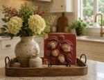 Load image into Gallery viewer, Red Ceramic Accent Tile with Fruit Pattern
