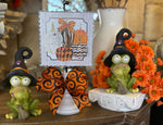 Load image into Gallery viewer, Orange &amp; Black Scroll Glittered Bow for Mini Prints Display Stand
