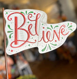 Load image into Gallery viewer, Christmas Metal Outdoor Flags Merry Christmas, Believe, or Set of 2 Hoho/Falala
