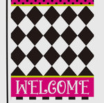 Load image into Gallery viewer, Flag Hot Pink, Lime Green, Black and White Harlequin Stripe Design Outdoor Flag
