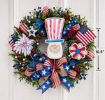 Load image into Gallery viewer, Patriotic Uncle Sam Red White &amp; Blue Watercolor Metal Stake
