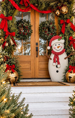 Load image into Gallery viewer, White Metal Snowman in Red &amp; White Polka Dot Hat &amp; Scarf with attached Easel Christmas
