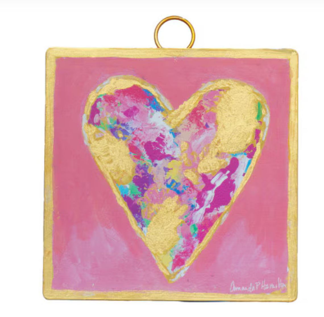 Valentine's Day: Pink and Gold Mini Print with Gold Frame