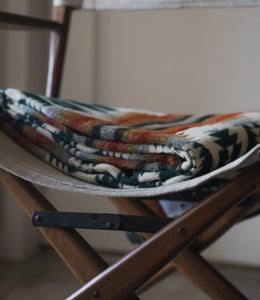 Aztec Quichua Forest Green, Terra Cotta, Charcoal Gray,Natural, and Black Reversible Blanket