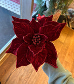 Load image into Gallery viewer, Burgundy Velvet Poinsettias Pack of 4
