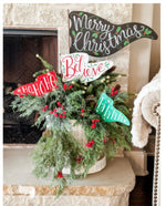 Load image into Gallery viewer, Christmas Metal Outdoor Flags Merry Christmas, Believe, or Set of 2 Hoho/Falala
