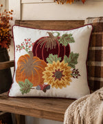 Load image into Gallery viewer, Burgundy Red &amp; Orange Pumpkin &amp; Sunflower Fall Pillow

