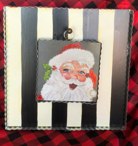 Jolly Santa Mini Print with Galvanized Frame