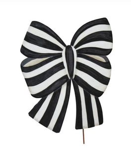 Black and White Stripe Bow Metal Stake