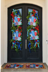 Americana: Whimsy Firecrackers Flowers Coir Door Mat