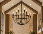 Load image into Gallery viewer, Tribute Matte Black 12-Light Chandelier
