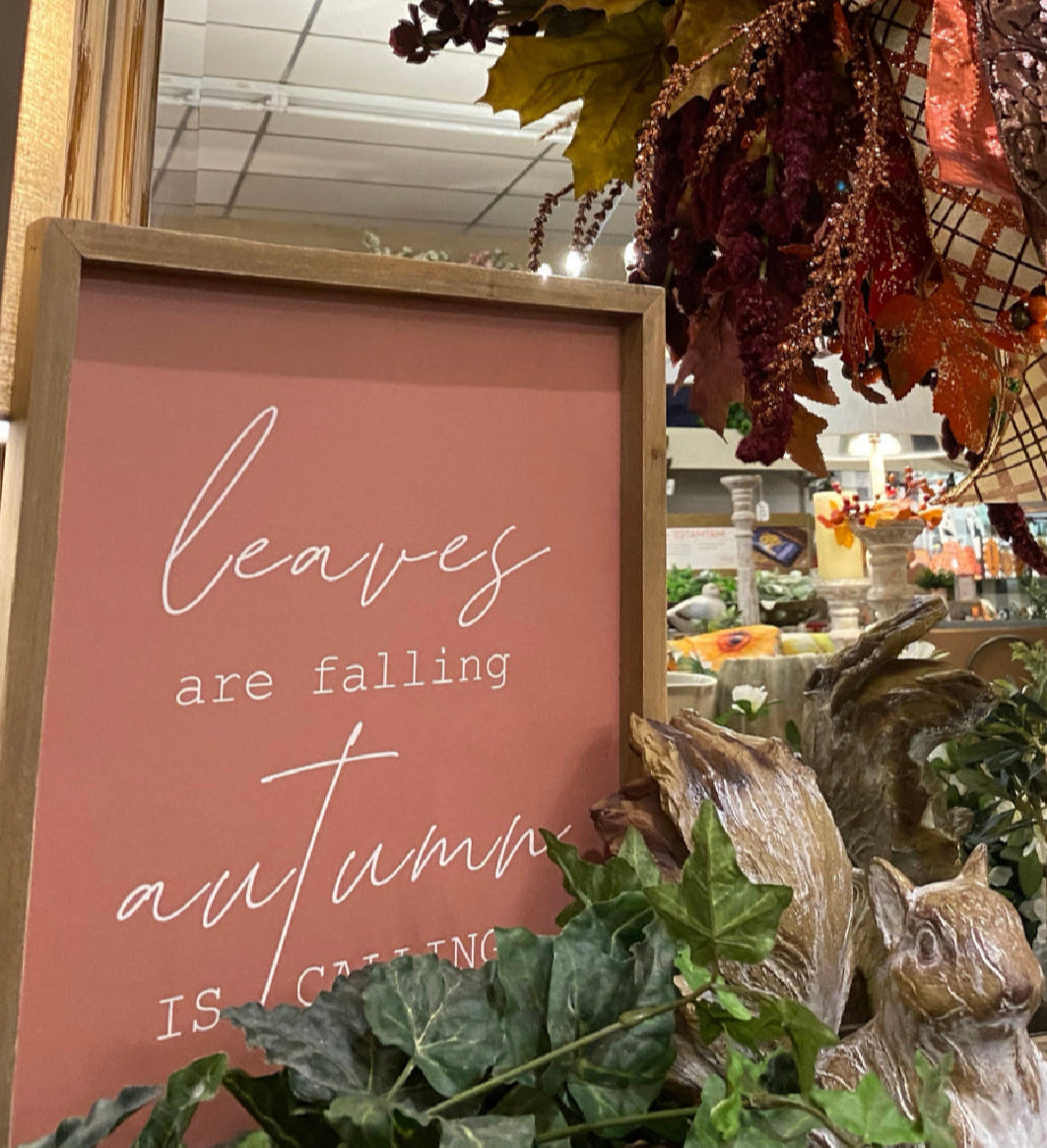 Leaves are Falling Autumn is Calling Wood Framed Picture