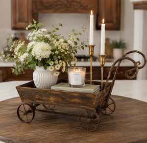 New! Wooden and Iron Garden Wagon Cart – MelizaInteriorsInc