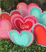 Load image into Gallery viewer, Love Ric Rac Pink and Red Metal Heart Stake Valentines
