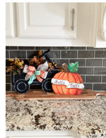 Load image into Gallery viewer, Hello Fall Banner Orange Metal Pumpkin Stake with Easel
