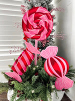 Load image into Gallery viewer, Large Hot Pink and Red Lollipop Metal Outdoor or Indoor Stake
