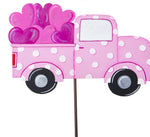 Load image into Gallery viewer, Valentines Loads of Love Pink Polka Dot Truck Metal Stake with Attached Easel
