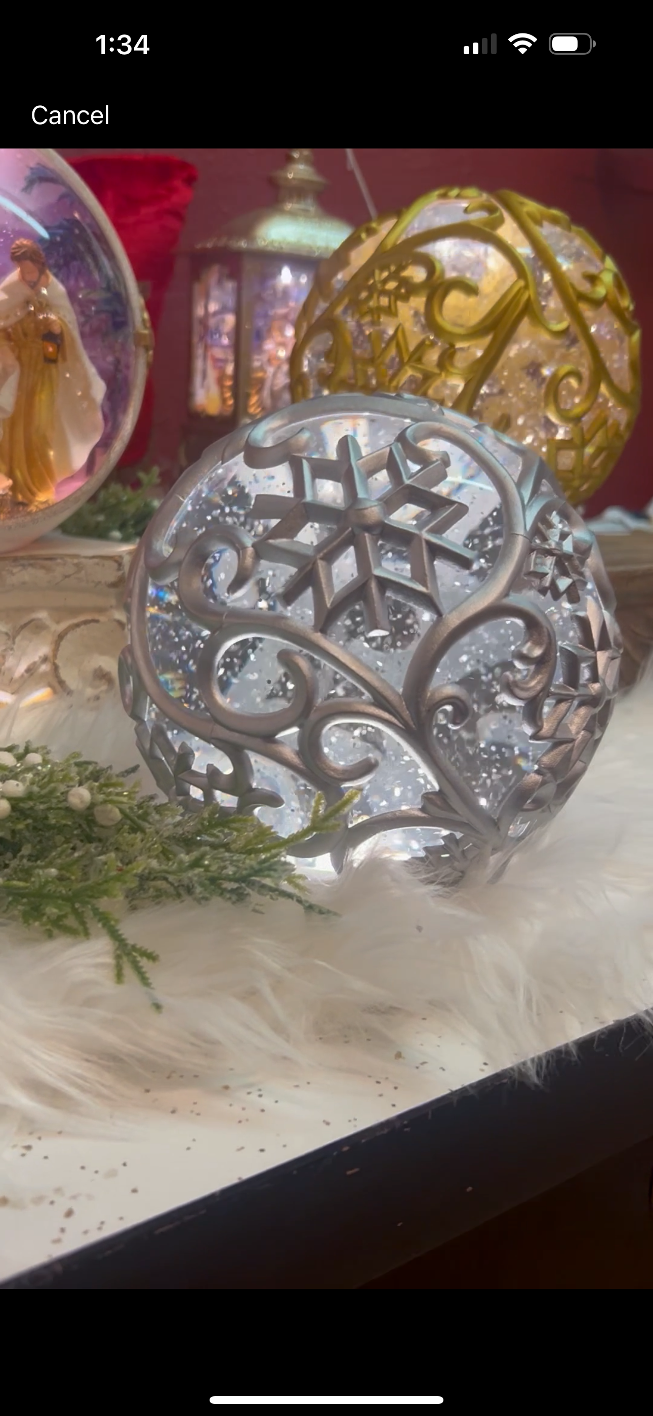 Silver Snowflake Water Globe with Swirling Water and Snow