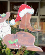 Load image into Gallery viewer, Cowboy Boot with Santa Hat Christmas Metal Stake
