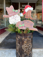 Load image into Gallery viewer, Cowboy Boot with Santa Hat Christmas Metal Stake
