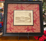 Load image into Gallery viewer, Red Damask Pattern Matte Sepia Art with Black Frame Summer Palace of the Empress of Russia at Petersburg
