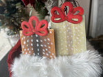 Load image into Gallery viewer, Deer Print Christmas Packages Set of 2 Metal Stake Outdoor or Indoor
