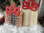 Load image into Gallery viewer, Deer Print Christmas Packages Set of 2 Metal Stake Outdoor or Indoor
