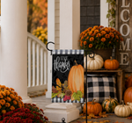 Load image into Gallery viewer, Give Thanks Outdoor Flag Small Black White Check Border
