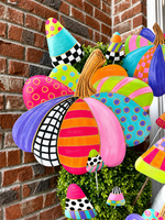 Load image into Gallery viewer, Fall Whimsical Patterned Metal Pumpkin Yard Stake
