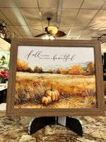 Load image into Gallery viewer, Fall Is Proof That Change Is Beautiful Pumpkin Smooth Light Wood Framed Picture 13”x16” Shimmering Art
