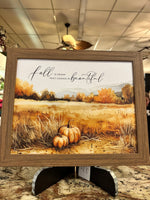 Load image into Gallery viewer, Fall Is Proof That Change Is Beautiful Pumpkin Smooth Light Wood Framed Picture 13”x16” Shimmering Art
