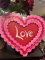 Load image into Gallery viewer, Love Ric Rac Pink and Red Metal Heart Stake Valentines
