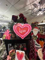 Load image into Gallery viewer, Love Ric Rac Pink and Red Metal Heart Stake Valentines
