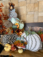 Load image into Gallery viewer, Large Metal Leopard Pumpkin with easel and stake
